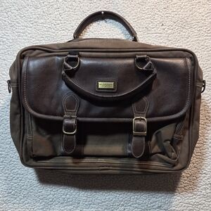 U.S.LUGGAGE BRAND Brown Leather and Canvas LAPTOP BRIEFCASE